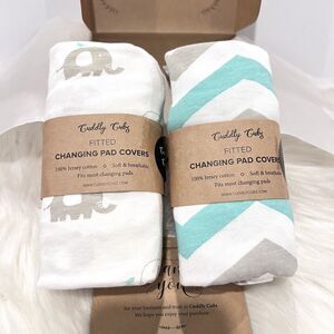 Cuddly Cubs Changing Pad Fitted Covers - 2 Pack - Snuggly Soft Plush Cotton